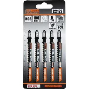 Panza, lama, fierastrau pendular, pentru lemn, HCS, prindere tip T, 6 TPI, taiere rapida, set 5 buc, 100 mm, Richmann Exclusive