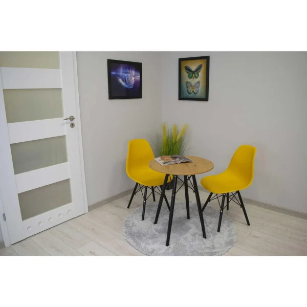 Masa stil scandinav, Artool, rotund, MDF si lemn, natur, 60x73 cm