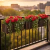 Set 3 jardiniere decorative cu suport metalic, sistem irigare,​​​​​​​ maro, 58x18x16.2 cm, Boardee Fencycase W