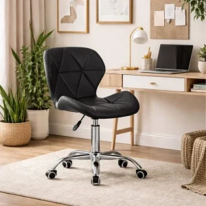 Scaun de birou, Artool, Avola, rotativ, piele ecologica, negru, 47.5x55.5x84.5 cm