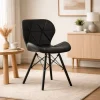 Scaun stil scandinav, Artool, Lago, piele ecologica neagra, picioare lemn negru, 47.5x52x74 cm