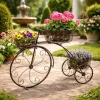 Suport metalic pentru flori, model bicicleta vintage, 3 ghivece, 60x21x42 cm, Strend Pro