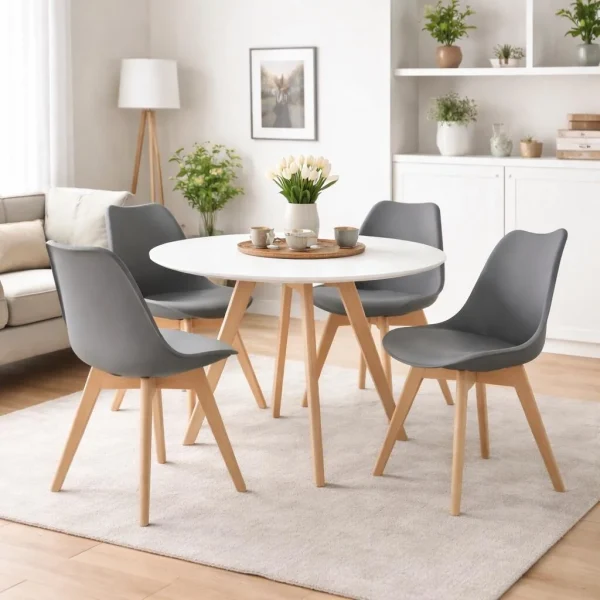 Scaun bucatarie/living, Artool, Mark, PP grafit, picioare lemn natur, 49x43x82 cm