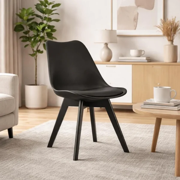 Scaun bucatarie/living, Artool, Mark, PP negru, picioare negre, 49x55.5x82.5 cm