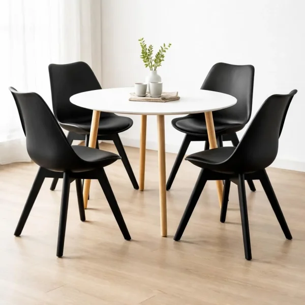 Scaun bucatarie/living, Artool, Mark, PP negru, picioare negre, 49x55.5x82.5 cm