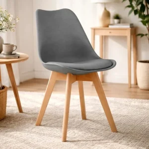 Scaun bucatarie/living, Artool, Mark, PP grafit, picioare lemn natur, 49x43x82 cm