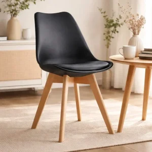 Scaun bucatarie/living, Artool, Mark, PP negru, picioare lemn natur, 49x43x82 cm