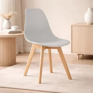 Scaun bucatarie/living, Artool, Kito, PP gri, picioare lemn natur, 46x54.5x80 cm