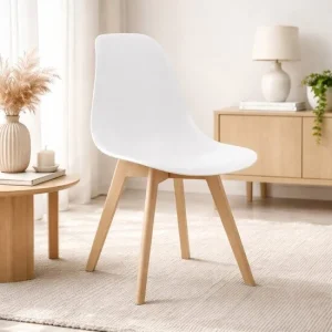 Scaun bucatarie/living, Artool, Kito, PP alb, picioare lemn natur, 46x54.5x80 cm