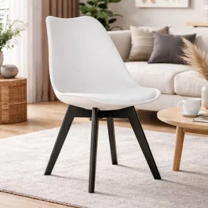 Scaun bucatarie/living, Artool, Mark, PP alb, picioare negre, 49x55.5x82.5 cm