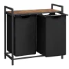 Raft baie cu cosuri rufe, Leobert, placa MDF, 2 rafturi, maro, 73x33x72 cm