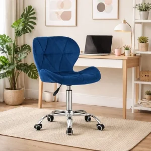 Scaun de birou, Artool, Avola, rotativ, catifea, bleumarin, 46.5x55x86.5 cm