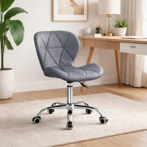 Scaun de birou, Artool, Avola, rotativ, piele ecologica, gri, 47.5x55.5x84.5 cm