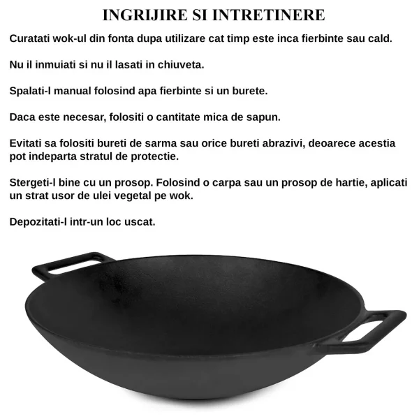 Vas de fonta tip Wok, 30x10 cm, Perfect Home