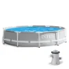 Piscina structura metalica, rotunda, cu filtru, pompa, gri, 305x76 cm, Intex Prism Frame