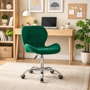 Scaun de birou, Artool, Avola, rotativ, catifea, verde, 53.5x55x72.5-86.5 cm