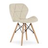 Set 4 scaune stil scandinav, Artool, Lago, catifea bej, picioare lemn natur, 47x52x74 cm