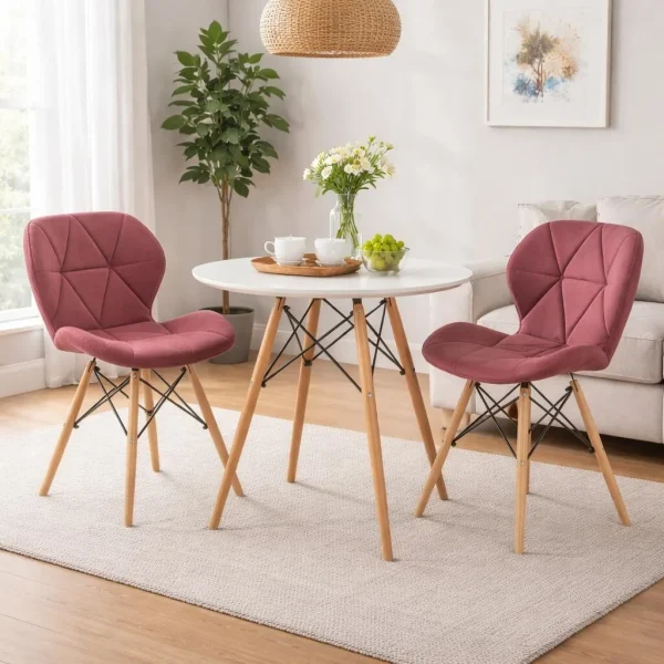 Scaun stil scandinav, Artool, Lago, catifea roz inchis, picioare lemn natur, 47x52x74 cm