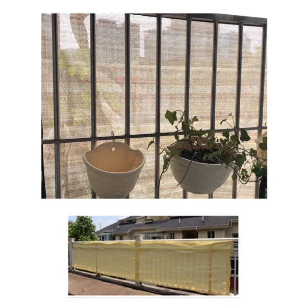 Paravan pentru balcon, terasa, gard, bej, 185 g/m2, UV, 5x1.5 m