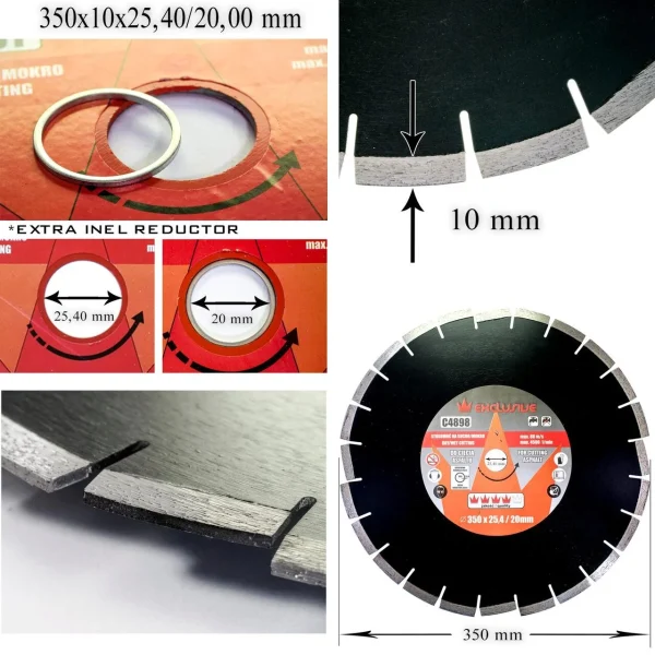 Disc diamantat, asfalt, taiere umeda si uscata, 350 mm/25.4 mm, Richmann Exclusive