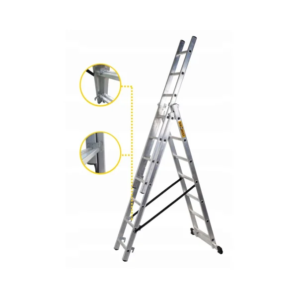Scara aluminiu, 3 tronsoane, 7 trepte, max 150 kg, 4.23 m, Drabest