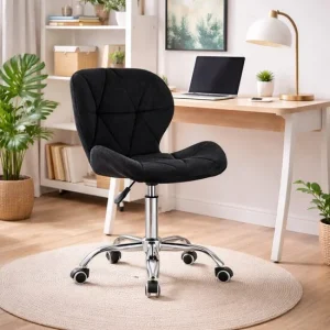 Scaun de birou, Artool, Avola, rotativ, catifea, negru, 53.5x55x73.5-86.5 cm