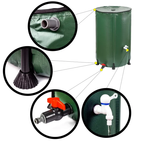 Rezervor pliabil pentru apa de ploaie, 380 L, cu robinet