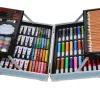 Set 145 piese pentru pictura, pentru copii sau adulti, pixuri de colorat, creioane colorate si vopsele de pictura, cu geanta de transport ALBASTRA, model AVX-WT