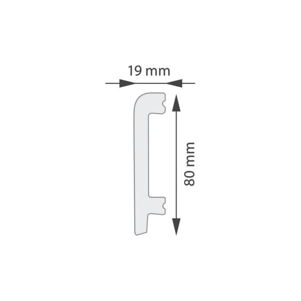 Plinta plastic, alba, 80x19 mm, 2.4 m