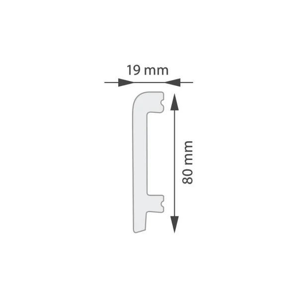 Plinta plastic, alba, 80x19 mm, 2.4 m