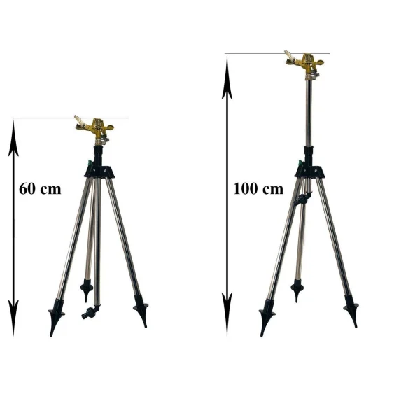 Aspersor pulsatoriu, zincat, cu trepied telescopic, 550-905 mm