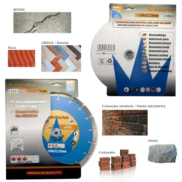 Disc diamantat, beton, taiere uscata, 230 mm/22.23 mm, Richmann