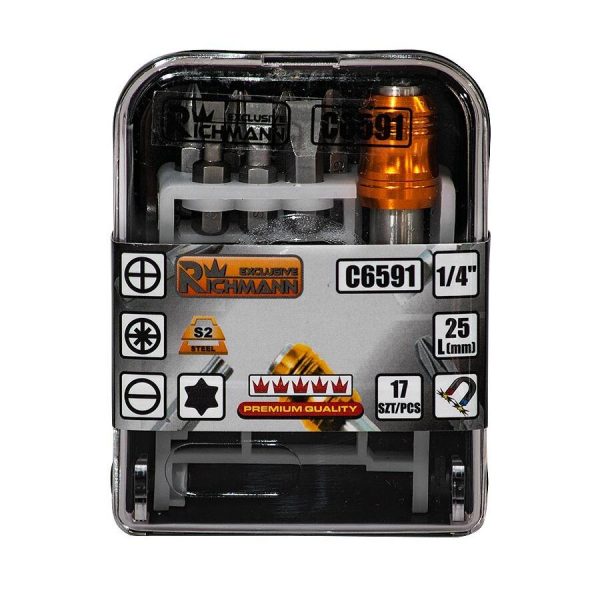Set varfuri, biti, adaptor magnetic, 17 buc, 25 mm, Richmann Exclusive