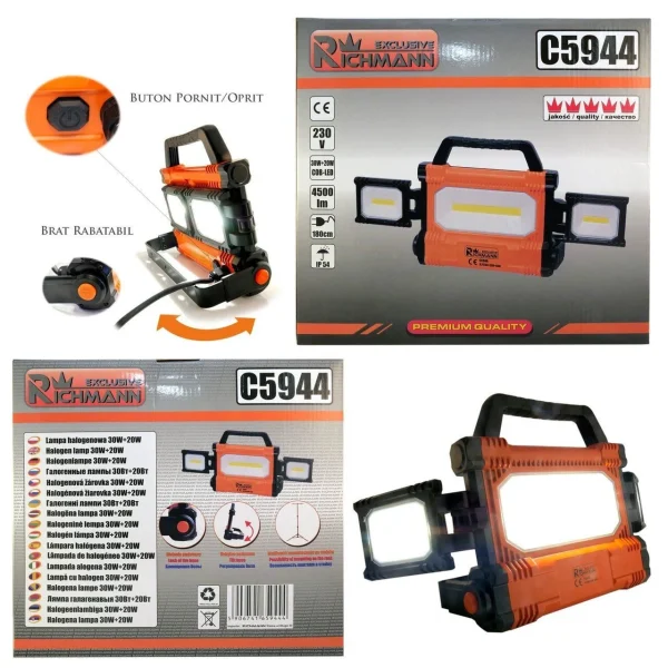 Proiector lucru, LED COB, 30 W, 4500 lm, IP54, Richmann Exclusive