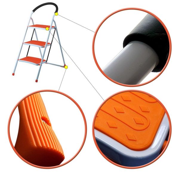 Scara, 3 trepte, portocaliu, max 150 kg, 0.48x0.78x1.05 m