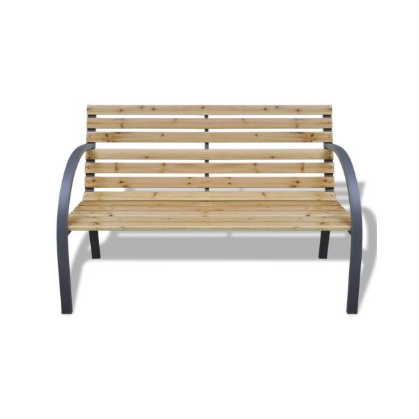 Banca de gradina, lemn, structura metal, 123x54x77 cm, Everild