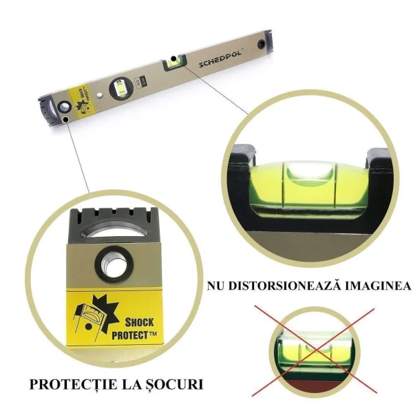 Nivela LUX profesionala 2 bule 60 cm, bula orizontala ochi de peste