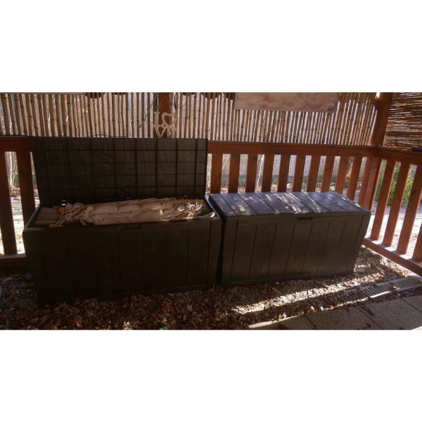 Lada depozitare de gradina, model lemn maro, 117x45x57.5 cm, Keter