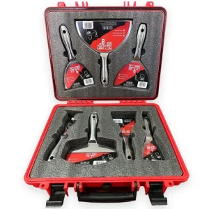 Spacluri inox profesionale, monobloc, set 5 buc, cu razuitor, spatula multifunctionala, geanta, Olejnik