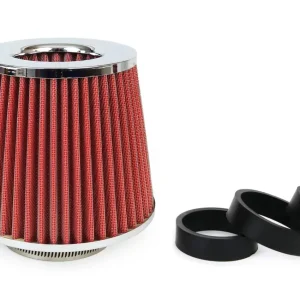Filtru de aer conic rosu + chrome cu 3 adaptoare