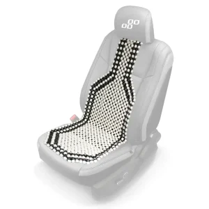 Husa auto cu bile de masaj din lemn (alb cu negru)