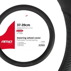 Husa volan negru + carbon SWC-17-M (37-39cm)