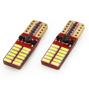 Set becuri auto cu LED CANBUS compatibil T10e W5W 24 SMD Alb 12V/24V, destinat competitiilor auto sau off-road