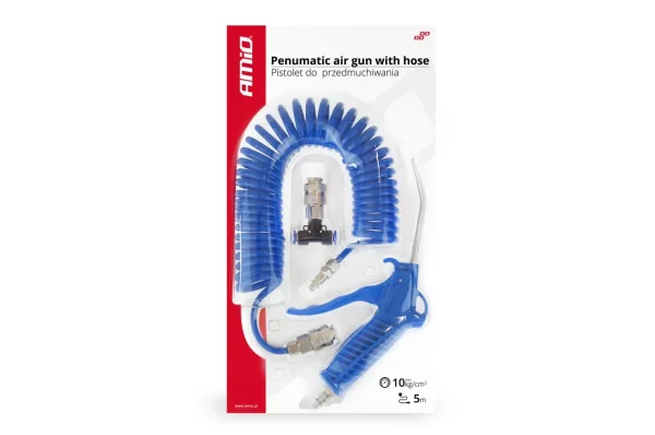 Set de suflat cu pistol, furtun spiralat, cuplaje, 10ATM