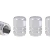 Set capacele auto pentru ventil hexagon argintiu 4 buc