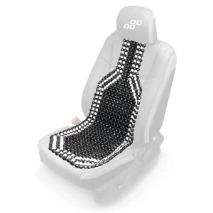 Husa auto cu bile de masaj din lemn (negru cu alb)