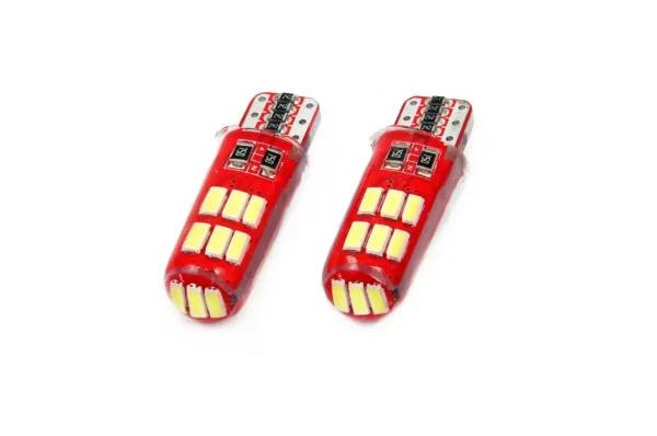 Set becuri auto cu LED CANBUS compatibil T10e W5W 12 SMD SILCA Alb 12V, destinat competitiilor auto sau off-road
