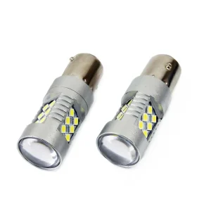Set becuri auto cu LED CANBUS compatibil P21W BA15S 24 SMD 6.2W Alb 12/24V, destinat competitiilor auto sau off-road