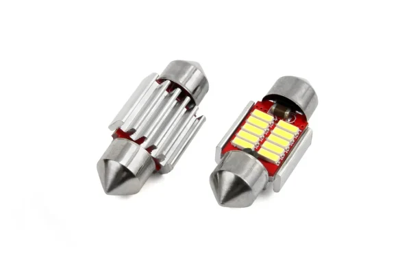 Set becuri auto cu LED CANBUS sofit compatibil C5W 10 SMD 31mm Alb 12/24V, destinat competitiilor auto sau off-road