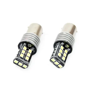 Set becuri auto cu LED CANBUS compatibil P21W BA15S 15 SMD 7.5W Alb 12/24V, destinat competitiilor auto sau off-road